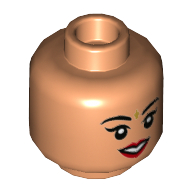 Lego Minifig Head Padma / Parvati Patil, Red Lips, Gold Bindi, Closed Mouth / Open Mouth Print / Nougat