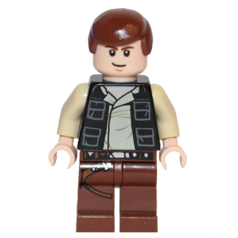 Lego Han Solo, Black Vest, Reddish Brown Legs, White Pupils