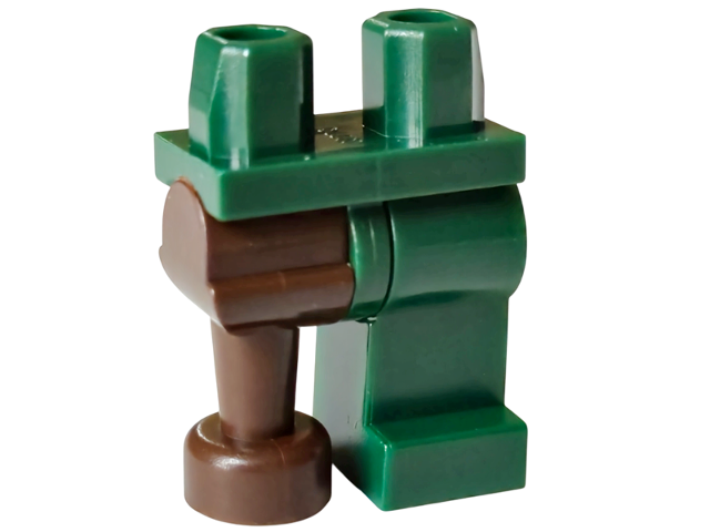 Lego Hips and 1 Dark Green Left Leg, 1 Dark Brown Pirate Peg Leg