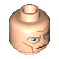 Lego Minifig Head Pre Vizsla / Mandalorian, Large Blue Eyes, Cheek Lines and High Brow Print [Hollow Stud] / Light Nougat
