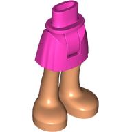 Lego Minidoll Hips and Short Skirt with Nougat Legs, Bare Feet print / Dark Pink