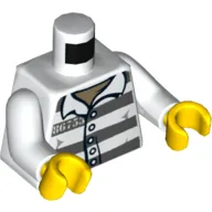 Torso, Prison Shirt, '86753', Dual Sided Dark Bluish Gray Stripes over Dark Tan Undershirt Print, White Arms, Yellow Hands