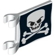 Flag 2 x 2 Square with Evil Skull and Crossbones Print / White