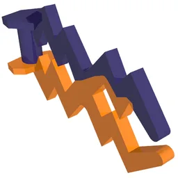 Wave / Lightning Angular, Double with Marbled Dark-Purple Pattern / Orange