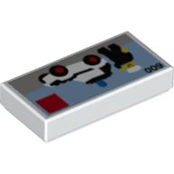 Lego Tile 1 x 2 with Classic Policeman Car Set Box print / White