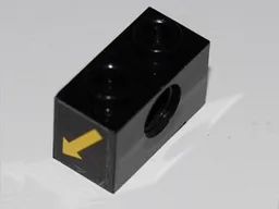 Technic, Brick 1 x 2 with Hole and Yellow Arrows Pointing Down Pattern on Both Ends (Stickers) - Set 8485
