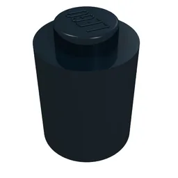 Brick Round 1 x 1 Solid Stud, No Bottom Groove / Black