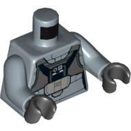 Lego Torso Jacket, Dark Gray Chestplate and Black Front Panel with Breathing Apparatus Print, Sand Blue Arms, Black Hands / Sand Blue