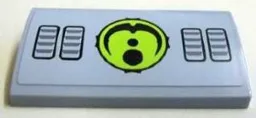 Slope, Curved 2 x 4 x 2/3 with Bottom Tubes with Vents and Black Dots and Arc on Lime Circle Alien Conquest Logo Pattern (Sticker) - Set 7065