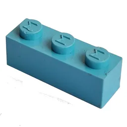 Modulex Brick 1 x 3 with M on Stud / Modulex Pastel Blue
