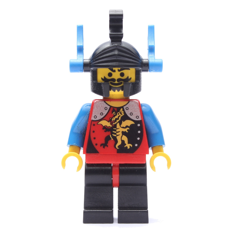 Lego Knight (Dragon Knights) - Black Legs, Red Hips, Blue Plumes