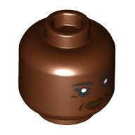 Lego Minifig Head Vice Admiral Sloane, Eyelashes, Dark Brown Lips Print / Reddish Brown