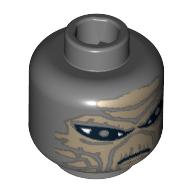 Lego Minifig Head Shahan Alama, Large Thin Eyes, Tan Skin Print [Blocked Open Stud] / Dark Bluish Gray