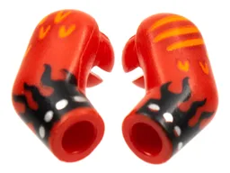 Arm, (Matching Left and Right) Pair with Orange Scales and Black Flames Pattern / Red
