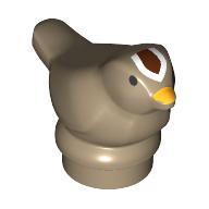 Lego Animal, Bird, Small with Yellow Beak, White/Brown Streak on Head, Black Eyes print