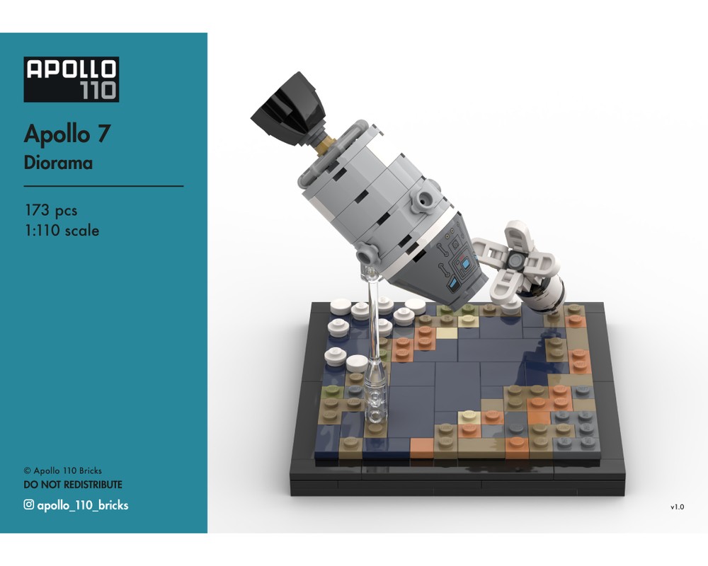 Lego Apollo 7 Diorama – CSM & Saturn IB S-IVB [1:110 scale]