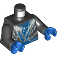 Lego Torso Robe with Blue Sash and Lightning Print (Jay), Black Arms, Blue Hands / Black