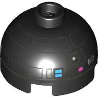 Brick Round 2 x 2 Dome Top, Vented Stud with Astromech Droid Print (R2-E6)