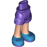 Lego Minidoll Hips and Shorts with Light Nougat Legs and Dark Azure Laced Shoes / Dark Purple
