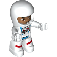 Lego Duplo Figure with Helmet White, Astronaut Suit White, Medium Nougat Face print / White