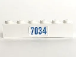 Brick 1 x 6 with Blue '7034' Pattern (Sticker) - Set 7034