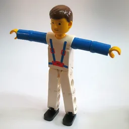 Technic Figure White Legs, White Top with Blue Braces Print, Blue Arms / [No Color/Any Color]