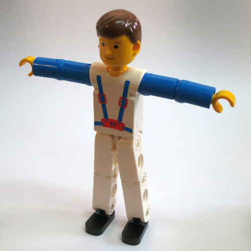 Lego Technic Figure White Legs, White Top with Blue Braces Print, Blue Arms / [No Color/Any Color]
