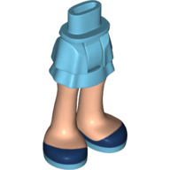 Lego Minidoll Hips and Layered Skirt with Light Nougat Legs and Dark Blue Shoes Print / Medium Azure