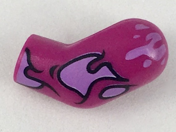 Lego Arm, Left with Medium Lavender Splotches and Tears Pattern / Magenta