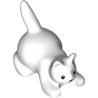 Lego Animal, Cat, Kitten Crouching with Black Eyes, Nose, and Whisker Dots Print