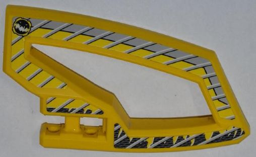 Lego Technic, Panel RC Car Panel Flexible Right with Dirt Crusher Logo and Gray Stripes on Yellow and Black Background Pattern (Stickers) - Set 8369-1
