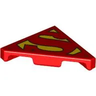 Tile 45° Cut 2 x 2 (Triangle) with Yellow Super-Man Symbol Print / Red