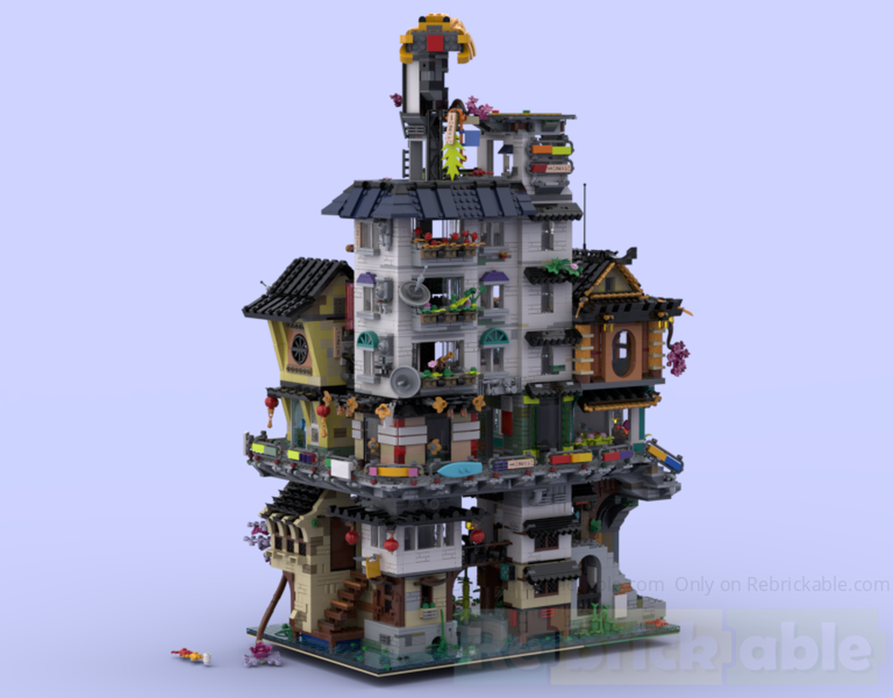 Lego Ninjago City Neighborhood - The Complete Build + Extras