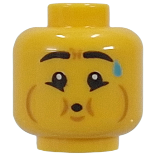 Lego Minifig Head Tuba Player, Full Blowing Cheeks / Yellow