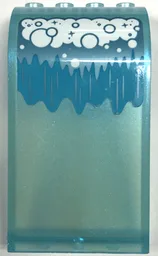 Panel 3 x 4 x 6 Curved Top with Foaming Waterfall Pattern (Sticker) - Set 43184 / Opal Trans-Light Blue