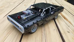Fully RC Lego Technic Dom's Dodge Charger model 42111 with fast buggy motor, lights and some changes.