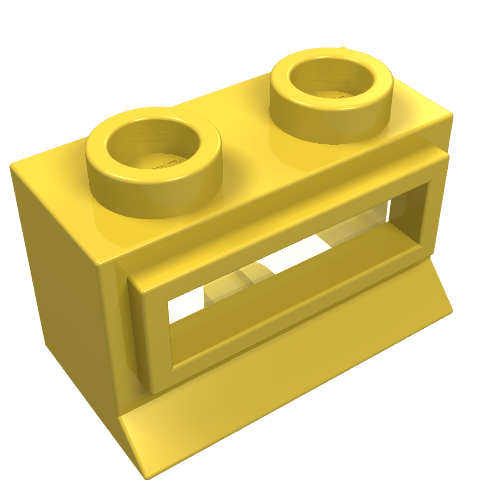 Lego Window 1 x 2 x 1, Extended Lip, Hollow Stud [with Glass] / Yellow