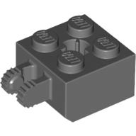 Lego Hinge Brick 2 x 2 Locking with 2 Fingers Vertical and Axle Hole, 9 Teeth / Dark Bluish Gray