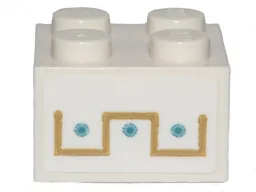 Brick 2 x 2 with Gold and Medium Azure Ornament Pattern (Sticker) - Set 70838