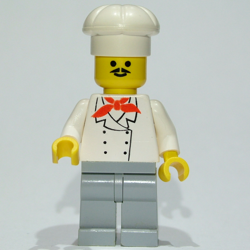 Lego Chef, Red Neckerchief, Light Bluish Gray Legs, Moustache