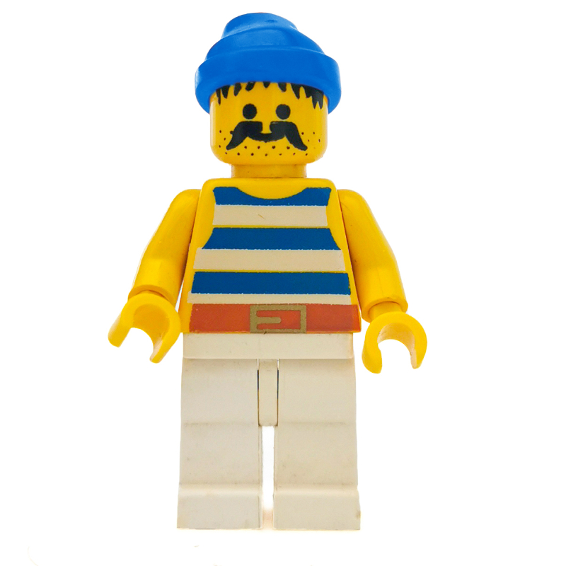 Lego Pirate - Blue Stripes, White Legs, Blue Bandana