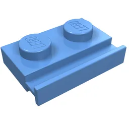 Plate Special 1 x 2 with Door Rail / Medium Blue