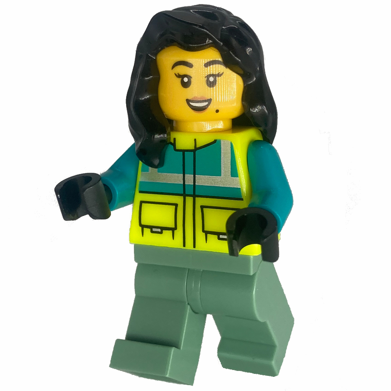 Lego Paramedic, Vibrant Yellow Safety Jacket, Sand Green Legs