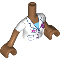 Lego Minidoll Torso Woman with White Blouse with Pockets, Name Badge, and Magenta Heart Print, Medium Nougat Arms and Hands / Medium Nougat
