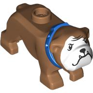 Lego Animal, Dog, Bulldog with White Face, Fangs, Blue Collar print