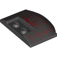 Brick Round 3 x 4 x 2/3 Triple Curved with Red Spider and Webbing Print / Black