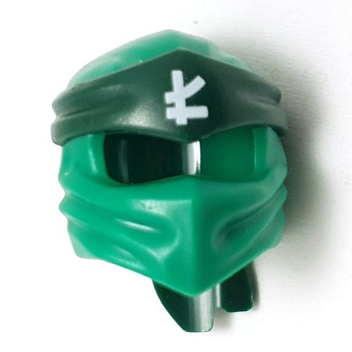 Lego Wrap with Long Back Knot, Dark Green Band Pattern with White Asian Symbol print