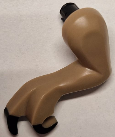 Lego Dinosaur Leg Small (Front) Tyrannosaurus rex Left with Molded Black Pin and Printed Black Claws Pattern / Dark Tan