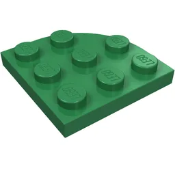 Plate Round Corner 3 x 3 / Green