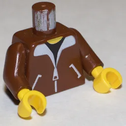 Torso Jacket and Black Undershirt Print, Brown Arms, Yellow Hands / Brown